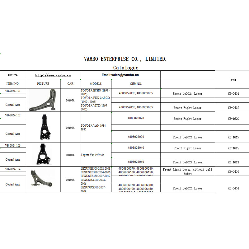 VAMBO CONTROL ARM.xlsx